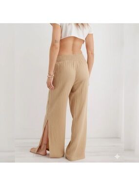 Aerie Green Wide-Leg Pants